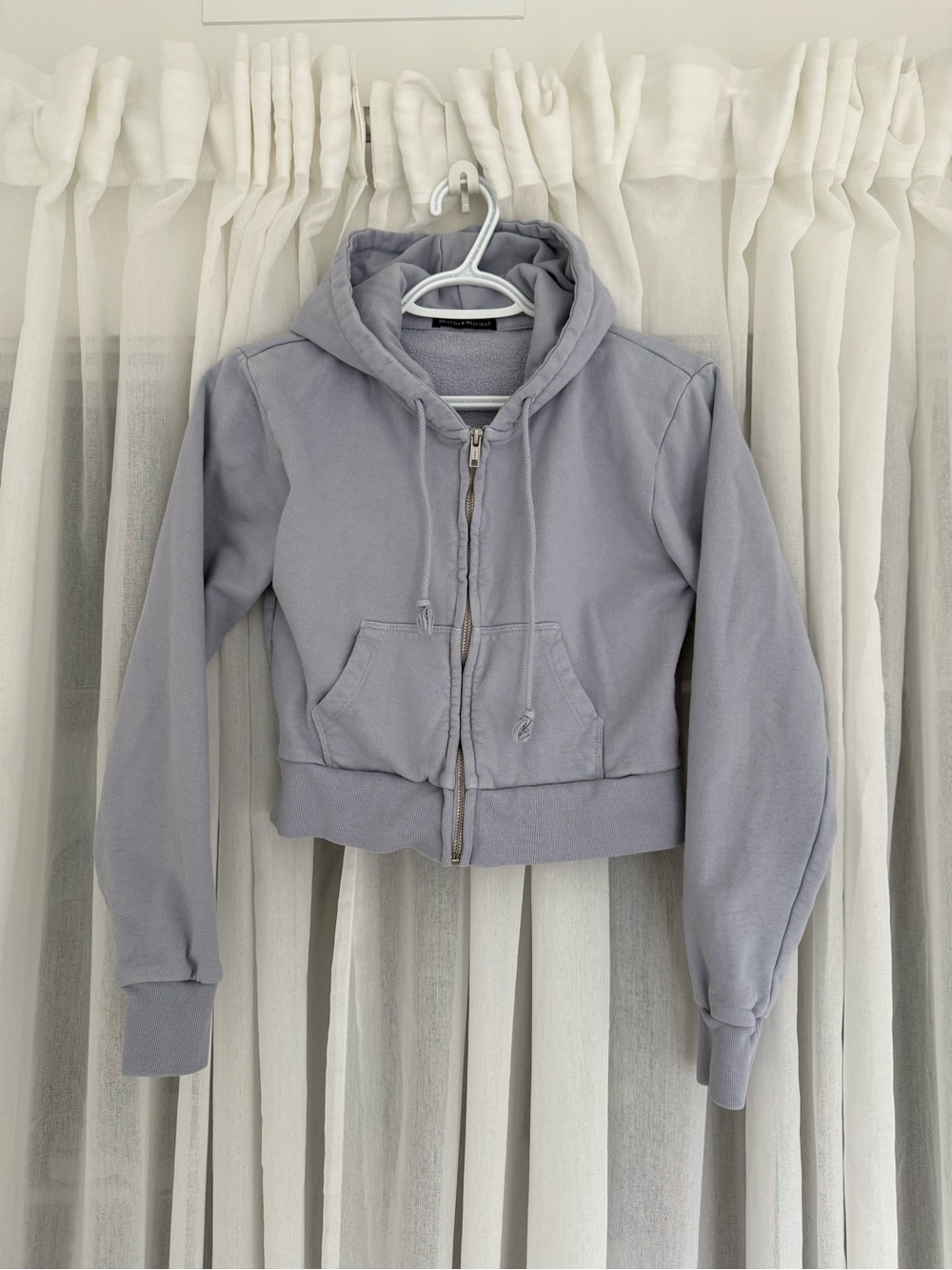 Brandy Melville Periwinkle lilac blue cropped zip hoodie